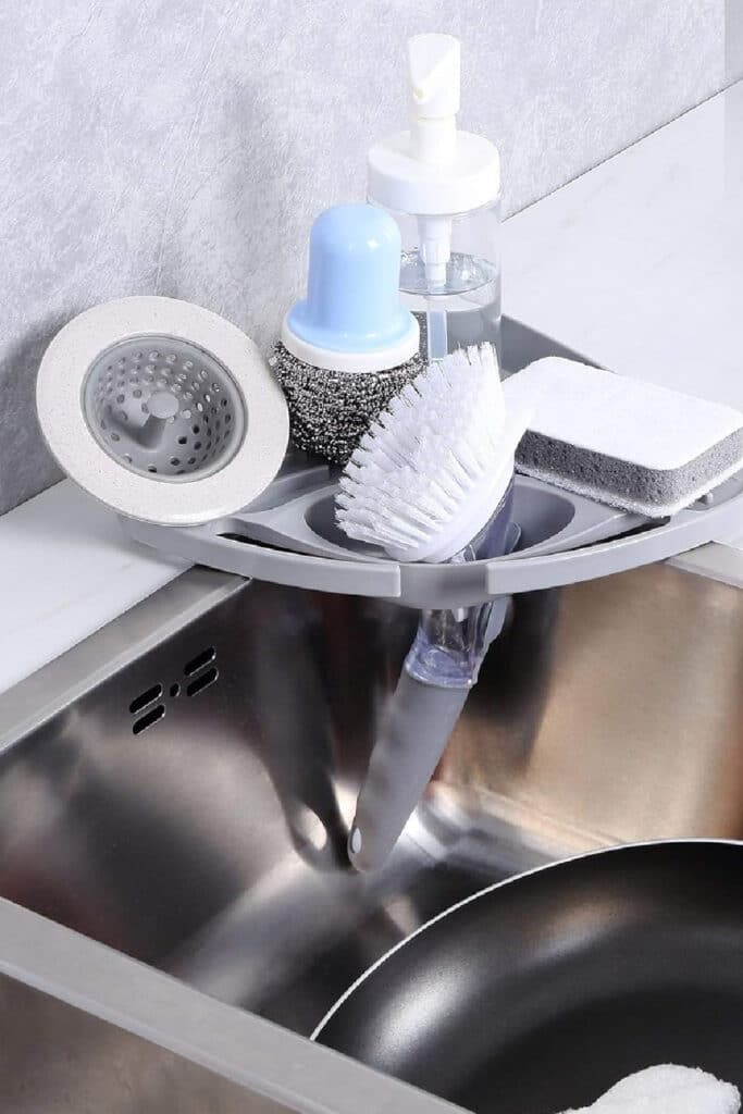 rubber kitchen sink caddy for organizing sponges and more