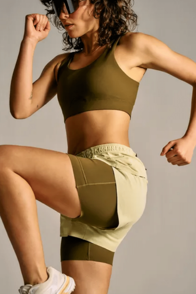 outdoor Voices Best workout clothing brands - woman wearing Bike shorts