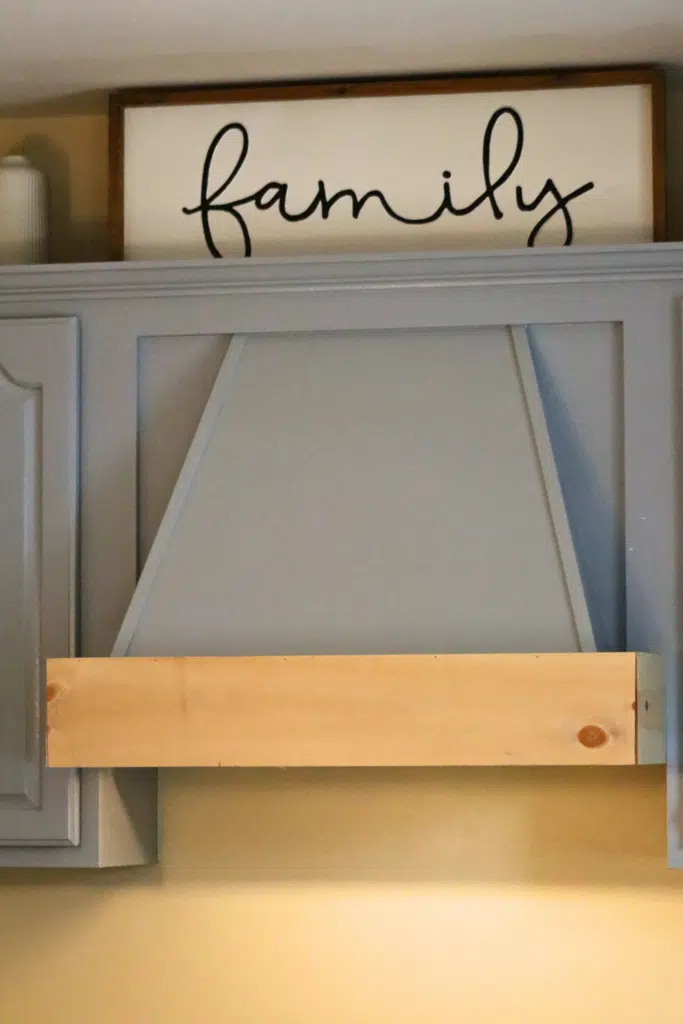 pine wood pieces in place in hood range