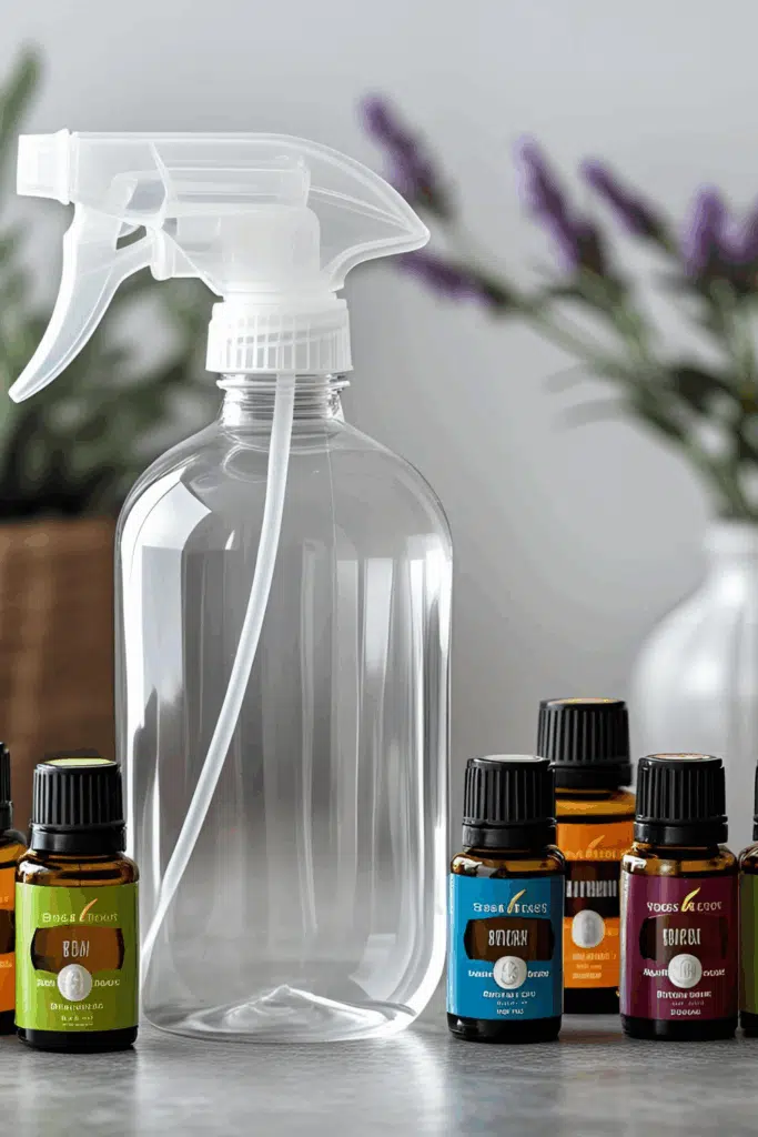 clear plastic bottle and essential oils