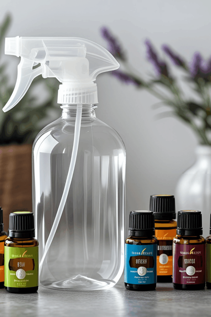 clear plastic bottle and essential oils