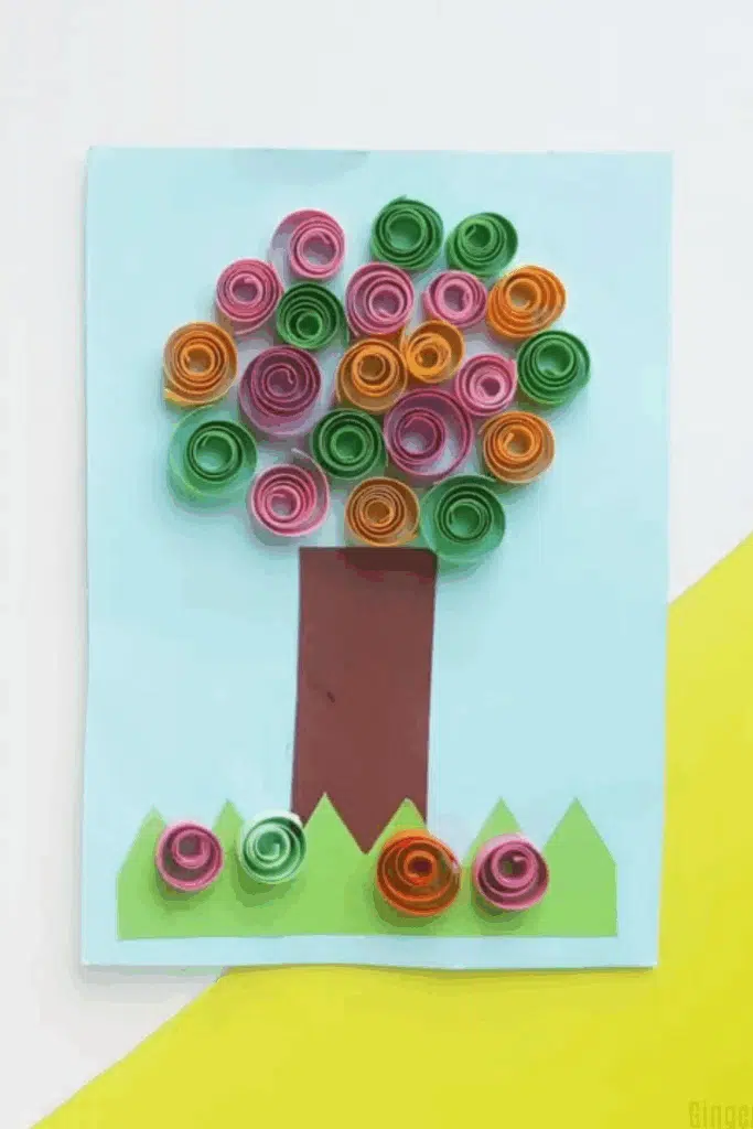 quilled tree paper craft by ginger casa summer craft for kids