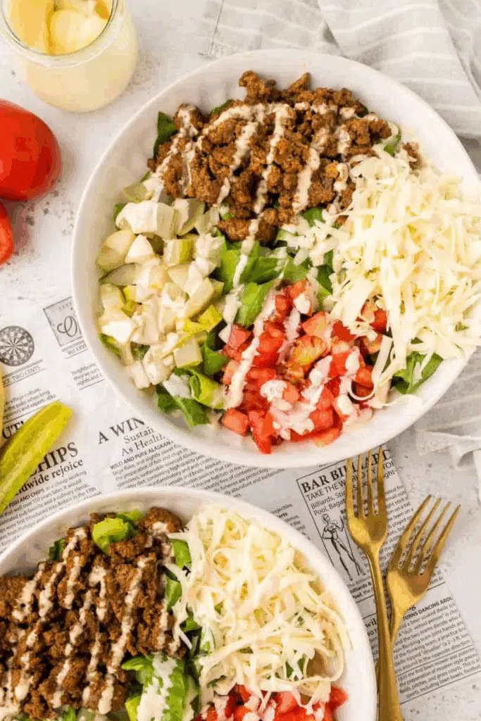 Cheeseburger Salad from living chirpy