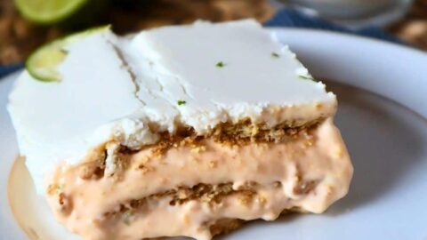 Key Lime eclair cake on plate ready to serve