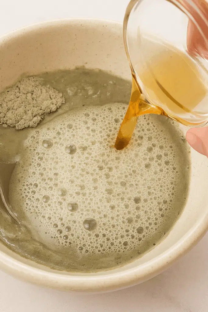 Mixing apple cider vinegar with bentonite clay