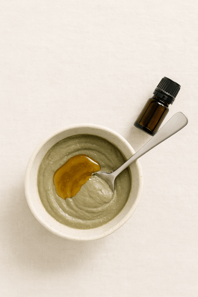 Mixing in honey and essential oils to create a cleansing mask