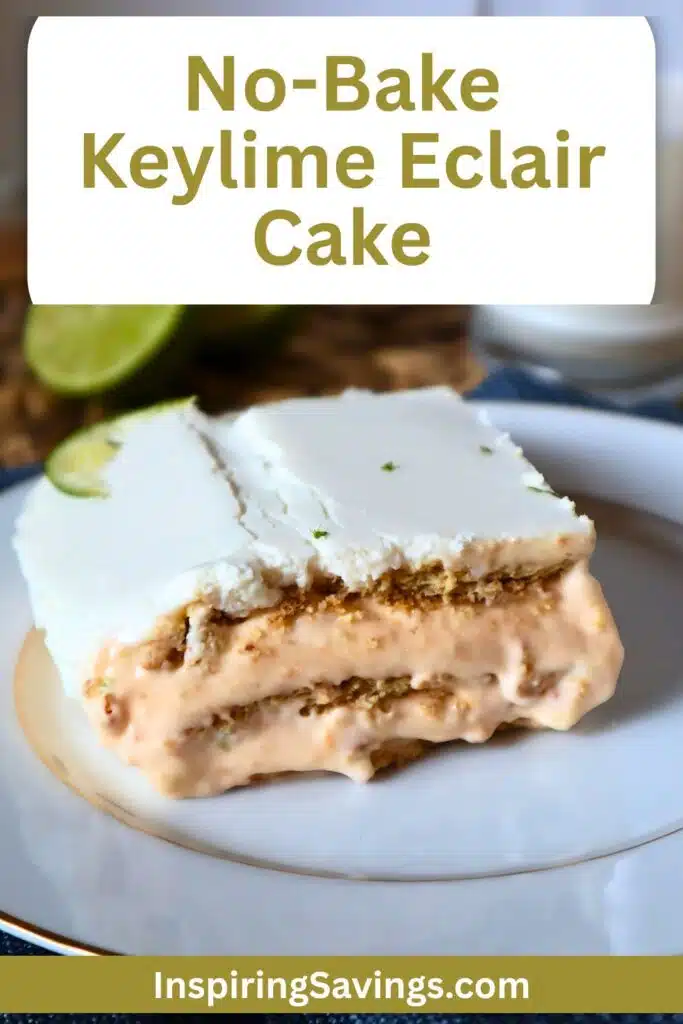 No Bake Key Lime eclair cake on plate ready to serve