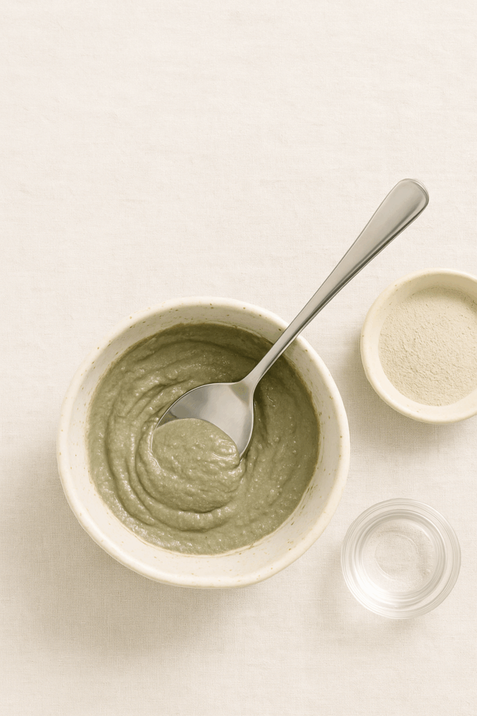 Step two of creating clay mask