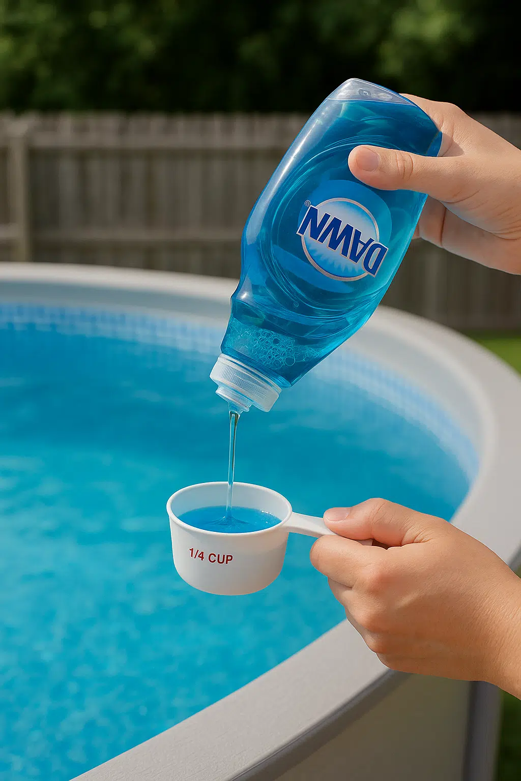 keeping bug out of pool with Dawn Dish Soap