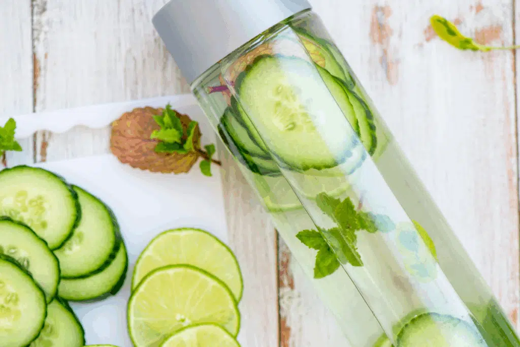 Cucumber lime water Canva Pro Stock Image