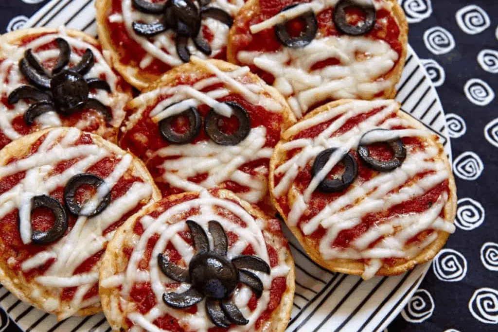 Spider web pizza bites Photo Credit Nerdy Mama