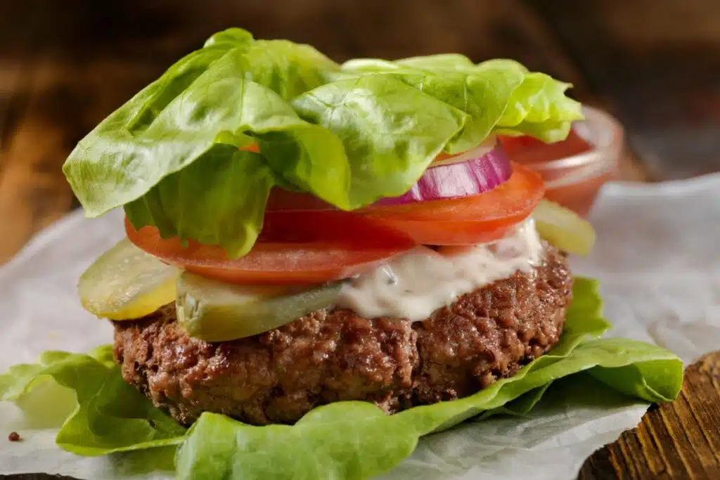 lettuce wrapped hamburger Photo Credit Canva pro Stock Image