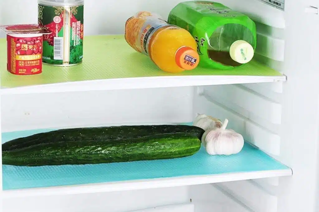 Fridge with lined shelves Photo Credit Shugard