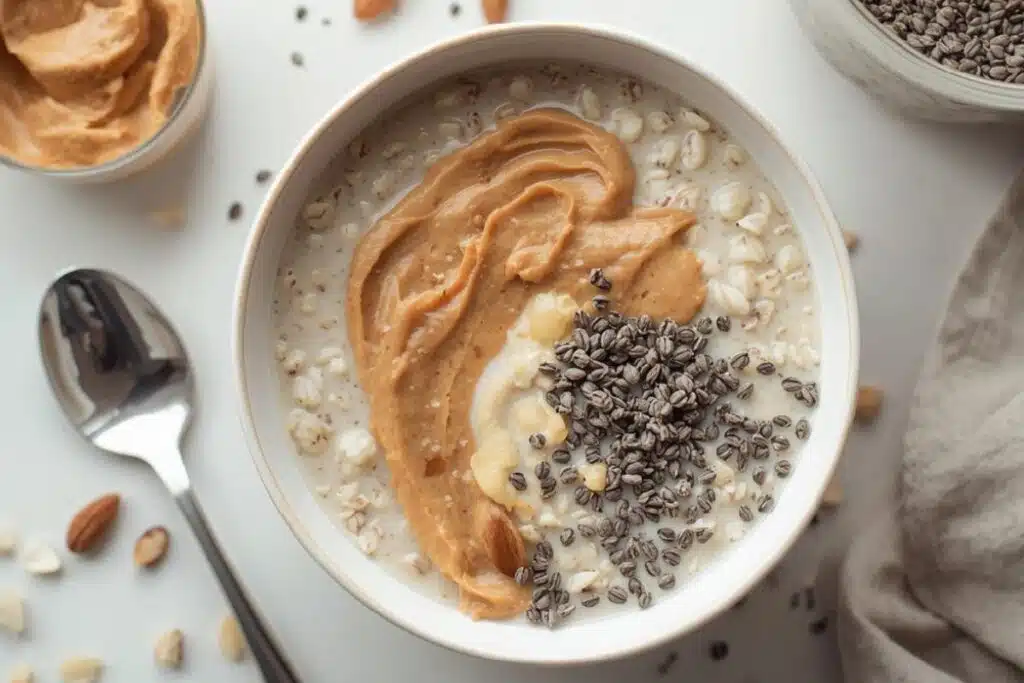 Almond Butter and Chia Seed Oatmeal Photo Credit Canva Pro Stock Image