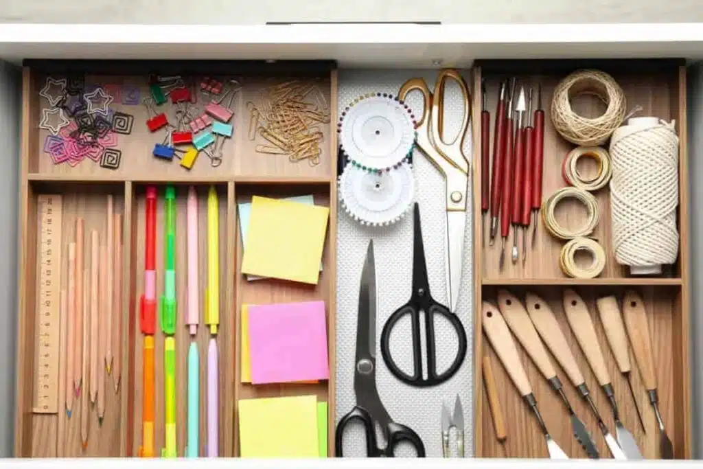 drawer, office supplies, organized Photo Credit Shutterstock