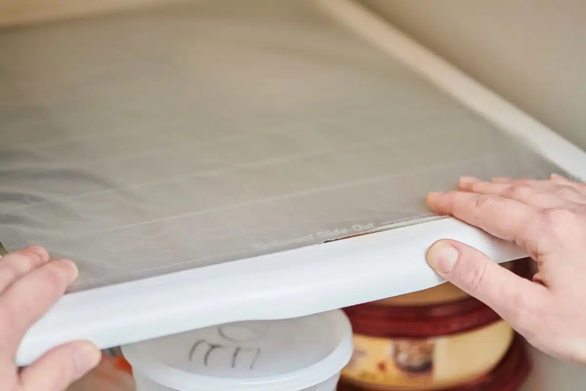 Plastic Wrap Fridge Shelves Photo Credit The Kitchn