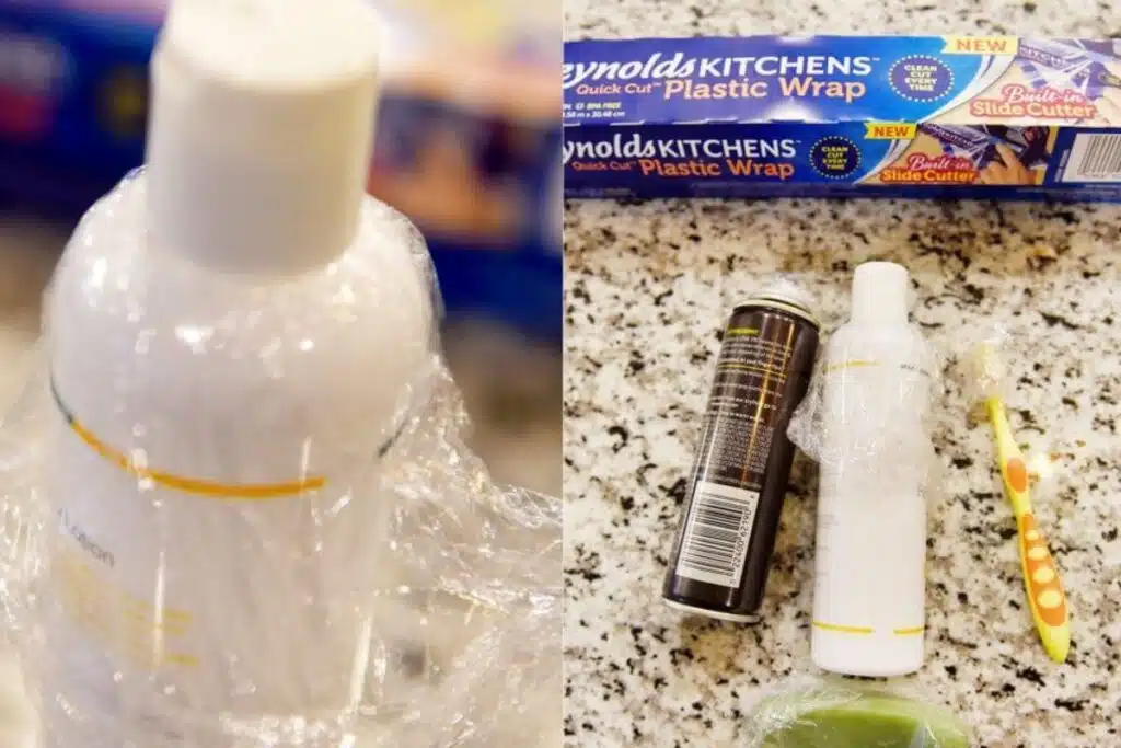 Plastic Wrap Travel Toiletries Photo Credit Sparkle Some Fun