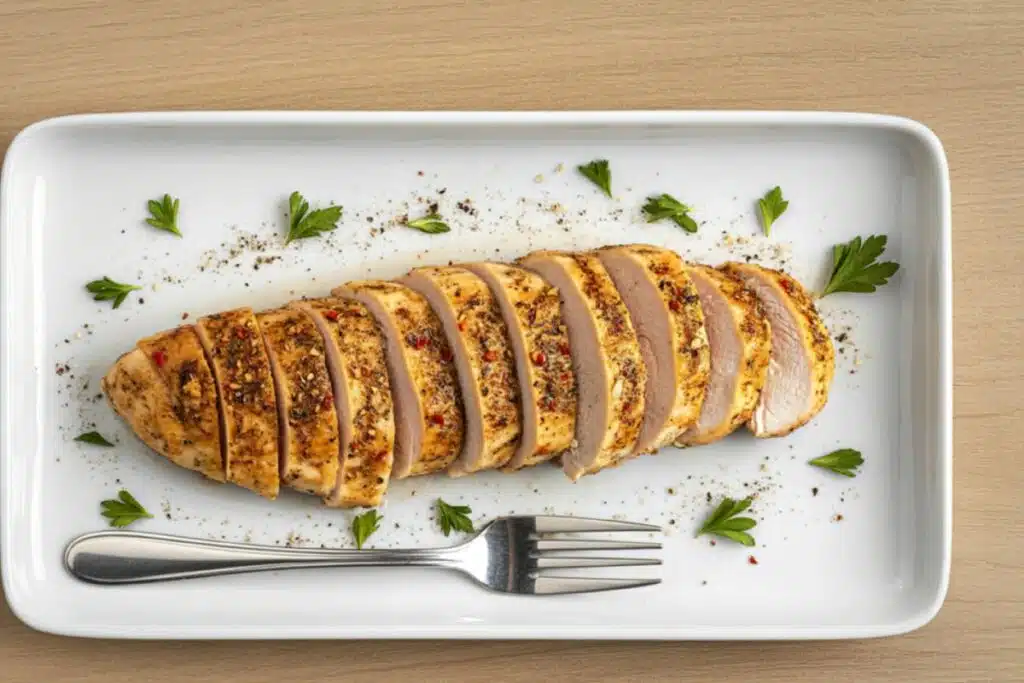 Thin sliced chicken Photo Credit Canva Pro Stock Image