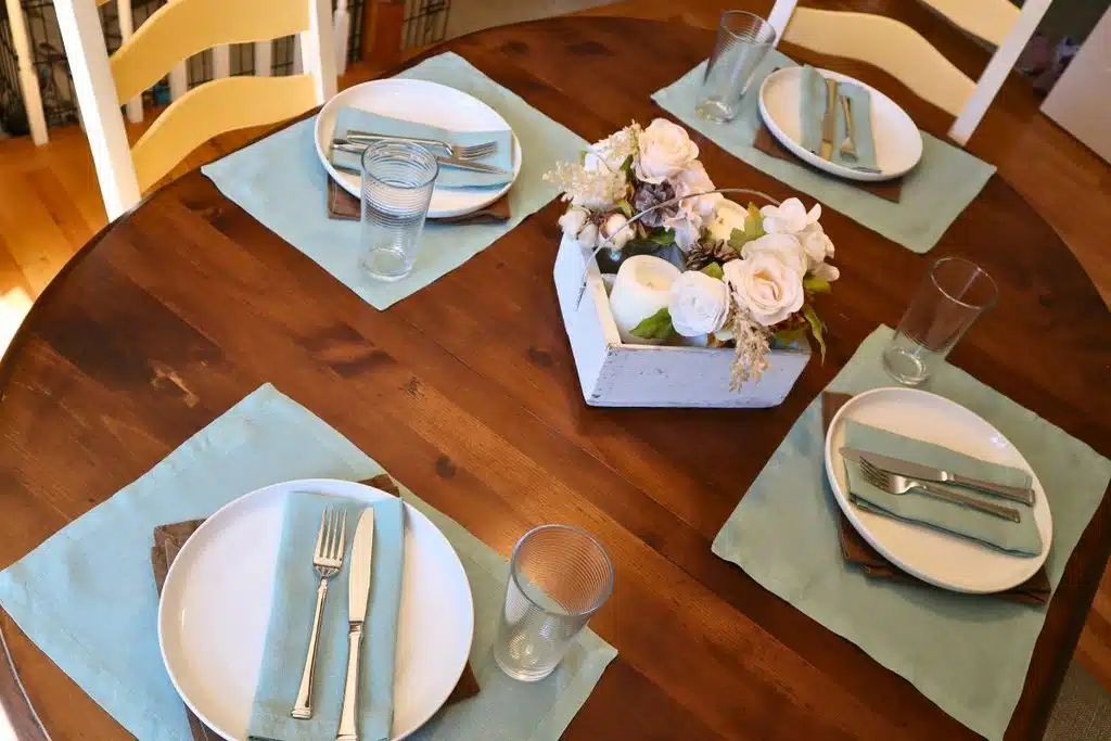 Napkins on table Year & Day Photo Credit Inspiring Savings