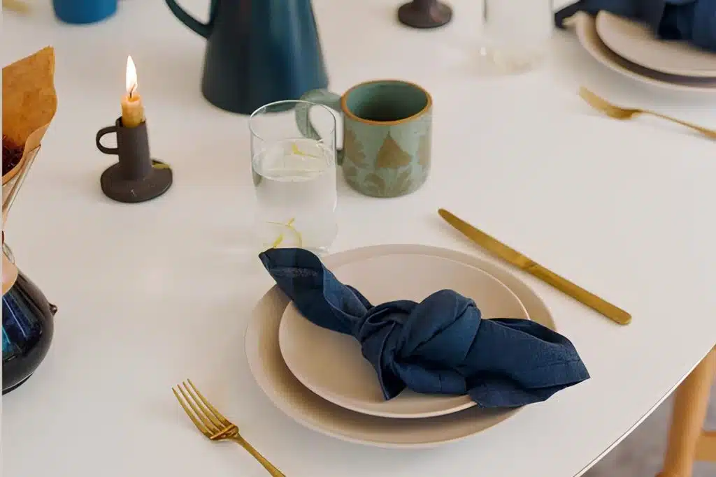 Year & Day Navy Place setting reusable napkins Photo Credit Year & Day